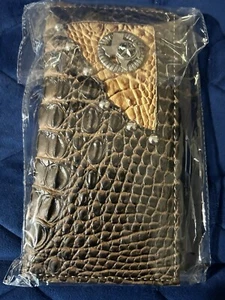 mens long wallet brown aligator skin look with texas symbol - Picture 1 of 5