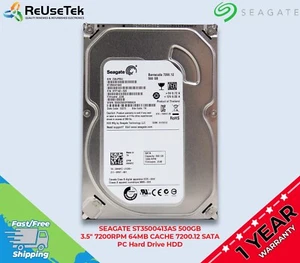 SEAGATE 7200.12 ST3500413AS 500GB 7200RPM 64MB CACHE 3.5" SATA PC Hard Drive HDD - Afbeelding 1 van 15