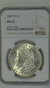 1887 O NGC MS 62 Morgan Silver Dollar VAM 13A Cud Below Neck - Picture 1 of 5