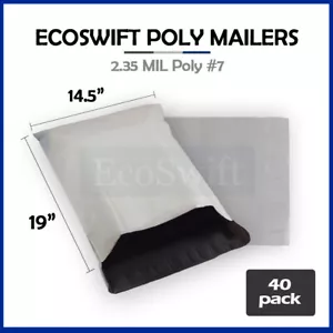 40 14.5 x 18 ECOSWIFT WHITE POLY MAILERS SHIPPING ENVELOPES SELF SEALING BAGS - Imagen 1 de 5