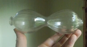 1800er RIPPENMUSTER FORM GEBLASEN SELTENE DOPPELENDE FLASCHE IN DER TAILLE EINGEKLEMMT - Bild 1 von 6