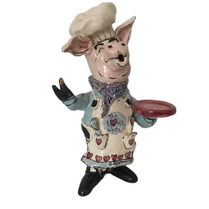 Blue Sky Clayworks Heather Goldminc Ceramic Love Chef Pig Tea Light Figurine - Picture 1 of 10