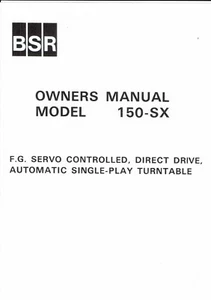 BSR Bedienungsanleitung user manual für model 150 - SX englisch Copy - Picture 1 of 1