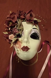 Sally New Orleans Vintage Keramik Maske Karneval, Handarbeit, signiert - Bild 1 von 5