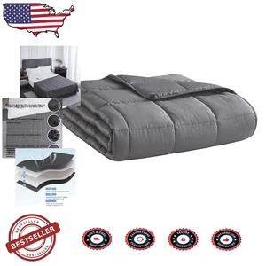 Adult Weighted Blanket 15lb Twin Full Size Breathable Cooling Microfiber Throw - Picture 1 of 9