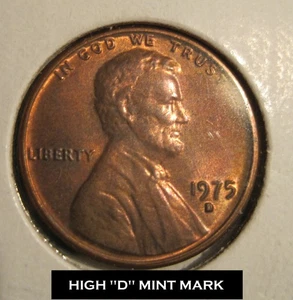 1975 D - LINCOLN CENT  - MINT MARK ERROR - HIGH "D" and LOW "D" - Picture 1 of 2