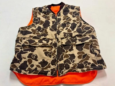 ~~Vintage USA SAMCO Woodland Camouflage/Orange Reversible Zip Hunting L Vest - Image 1 of 4