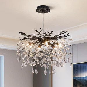 Modern Tree Branch Crystal Chandelier Luxury Black Crystal Pendant Lighting 1... - Picture 1 of 9