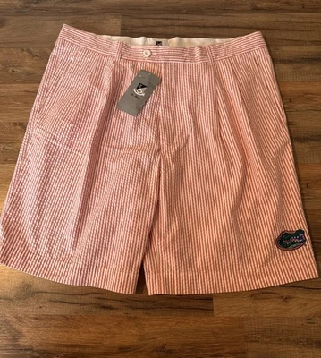 Мужские оранжевые шорты Florida Gators Seersucker от St Berg 40 X 8 новые со складками - Изображение 1 из 4