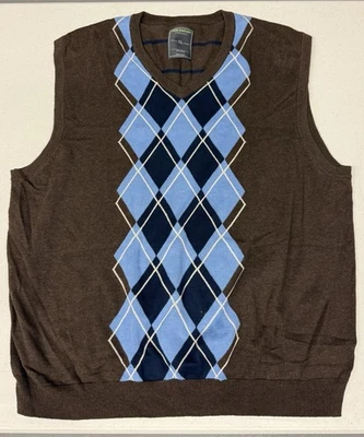 John Bartlett 100% algodão consenso gola V masculino diamante azul padrão argila - Imagem 1 de 4