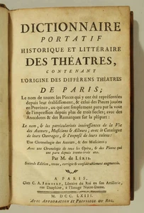 LERIS - Historisches und Literarisches Wörterbuch der Theater - 1763 - Bild 1 von 1