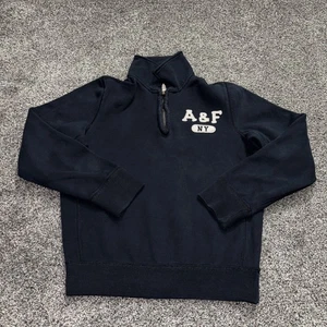 Maglione Vintage Abercrombie & Fitch Quarter Zip Uomo M Blu NY A&F - Foto 1 di 12