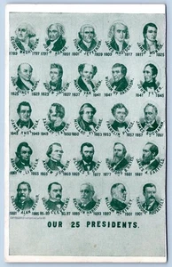 Pre-1907 OUR 25 PRESIDENTS PATRIOTIC POLITICAL ANTIQUE POSTCARD - Picture 1 of 2