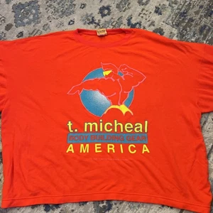 Vintage 90s T Micheal Bodybuilding Crewneck Sweatshirt XL Neon Orange Gym Gear 1990 - Bild 1 von 6