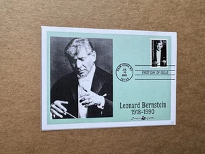US 2001 Leonard Bernstein FDC Card (74) +Famous Bernstein Portrait Cachet #3521 - Picture 1 of 2