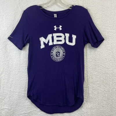 Camisa Under Armour Mujer Pequeña Púrpura Mary Baldwin University MBU Cargada Foto 1 de 4