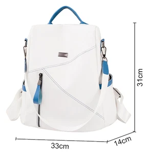 Rucksack Damen Reise Cityrucksack Tasche Weiß Blau Reisverschluss Handtasche Neu - Bild 1 von 1