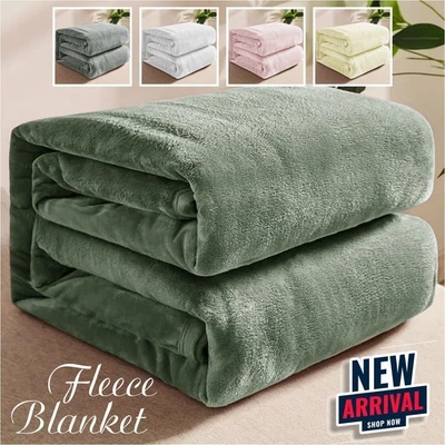 Faux Fur Fleece Throw Soft Warm Mink Large Sofa Bed Blanket Double King Sizes - image 1 of 4