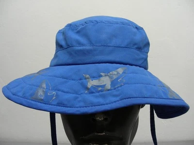 Синий с акулами - зона защиты от солнца 50 + UPF ребенка размер сафари Boonie шляпа крышка! - Изображение 1 из 4