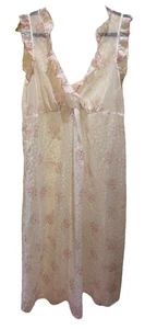 vintage nightgown White And Floral Size Large Bridal Bouquet Vtg Long - Picture 1 of 10