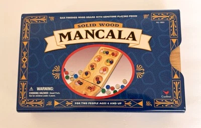 Mancala Game Solid Wood Folding Board Glass Gemstones Metal Sleeve 1999 Cardinal - Image 1 of 4