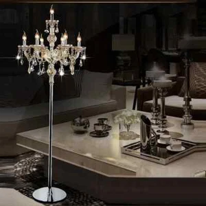 French Crystal Chandelier Floor Lamp 7-Head Lighting - Picture 1 of 4