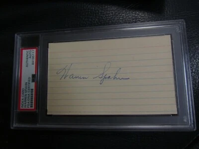 Warren Spahn Signed Autographed Index Card PSA Encapsulated  - Image 1 of 4