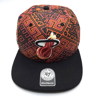 Miami Heat NBA 47 Brand Hardwood Classics All Over Print SnapBack Hat Cap - Image 1 of 4