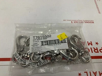 NEW 10-pack Die Cast 3-3/8" Long 5/8" Opening & eye Swivel Quick Snap T7615502 - Imagem 1 de 2