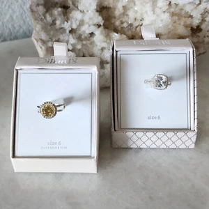 NEU Set mit 2 Dillards simulierten Verlobungsringen Eheringen | Silber Gelb | 6 - Bild 1 von 4