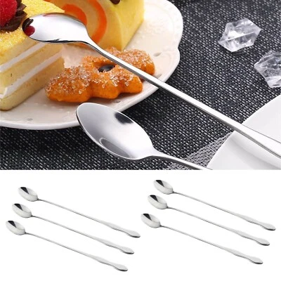 6PCS 26 Cm Long Handle Iced Tea Spoon  Coffee Spoon Stainless Steel Cocktail - image 1 of 4