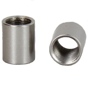 PLAIN NICKEL PLATED COUPLING LAMP PART TO CONNECT PIPE 3/8" THREADED HOLE TV-78 - Picture 1 of 1