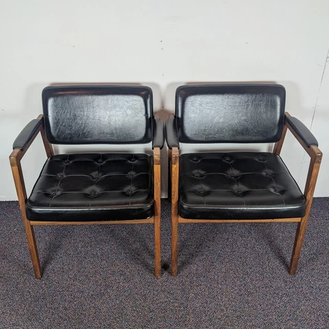 Svegards Markaryd Mid Century Black Leather Chair Set of 2x - sweden svegard Cover