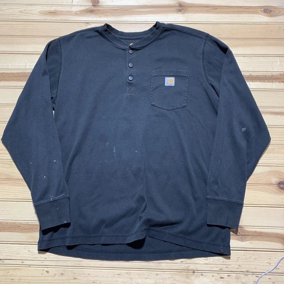 Camisa Carhartt Cuarto Botón Manga Larga Calce Relajado - Talla XL Negra Foto 1 de 4