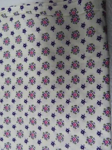 Vintage Cotton Print Fabric Remnant 35" x 82" White Red - Picture 1 of 3