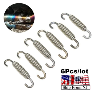 Tubo silenciador escape moto 68mm acero inoxidable resortes gancho colgante plateado Foto 1 de 4