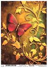 Reispapier A4 Strohseide Vintage Gold Patina Blumen Schmetterling Shabby RE2185