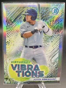 2022 Bowman Jasson Dominguez Chrome Virtuosic Vibrations Refractor Yankees #VV-4 - Picture 1 of 2