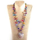 Big Shell Pendant Necklace Crystal Beads Charms Knotted Chain Women Necklaces