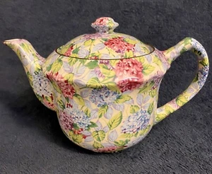 Tetera de 2 tazas de hortensia James Kent Chintz de colección rara C-1940 - Imagen 1 de 12