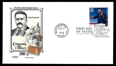 USA, SCOTT # 3182-B, ARTMASTER FDC COVER - PRESIDENT TEDDY ROOSEVELT, YEAR 1998 - Image 1 of 2