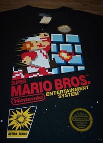 VINTAGE STYLE ORIGINAL SUPER MARIO BROS NES BOX Nintendo T-Shirt SMALL NEW