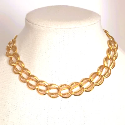 Napier Double Twist Collar Necklace 14" Gold Tone Chunky Chain Bib Choker - Image 1 of 4
