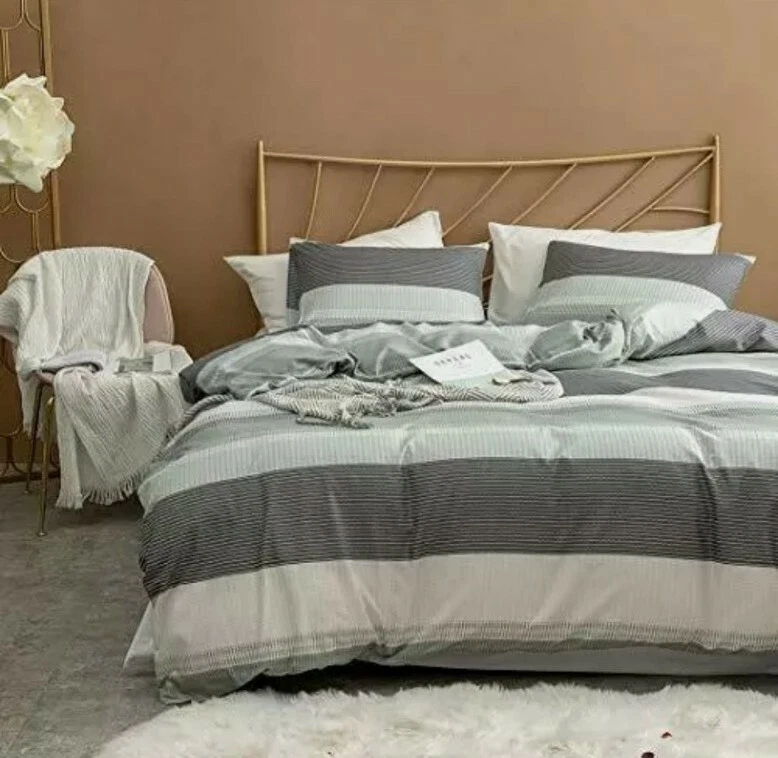 Fluffy Cat 3 Pieces Queen Duvet Cover Set Exquisite Colourful Printed Striped W