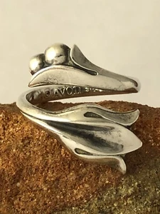 Avon sterling silver tulip peas in a pod bypass s6 ADJUSTABLE ring 041920hGZIE - Picture 1 of 6