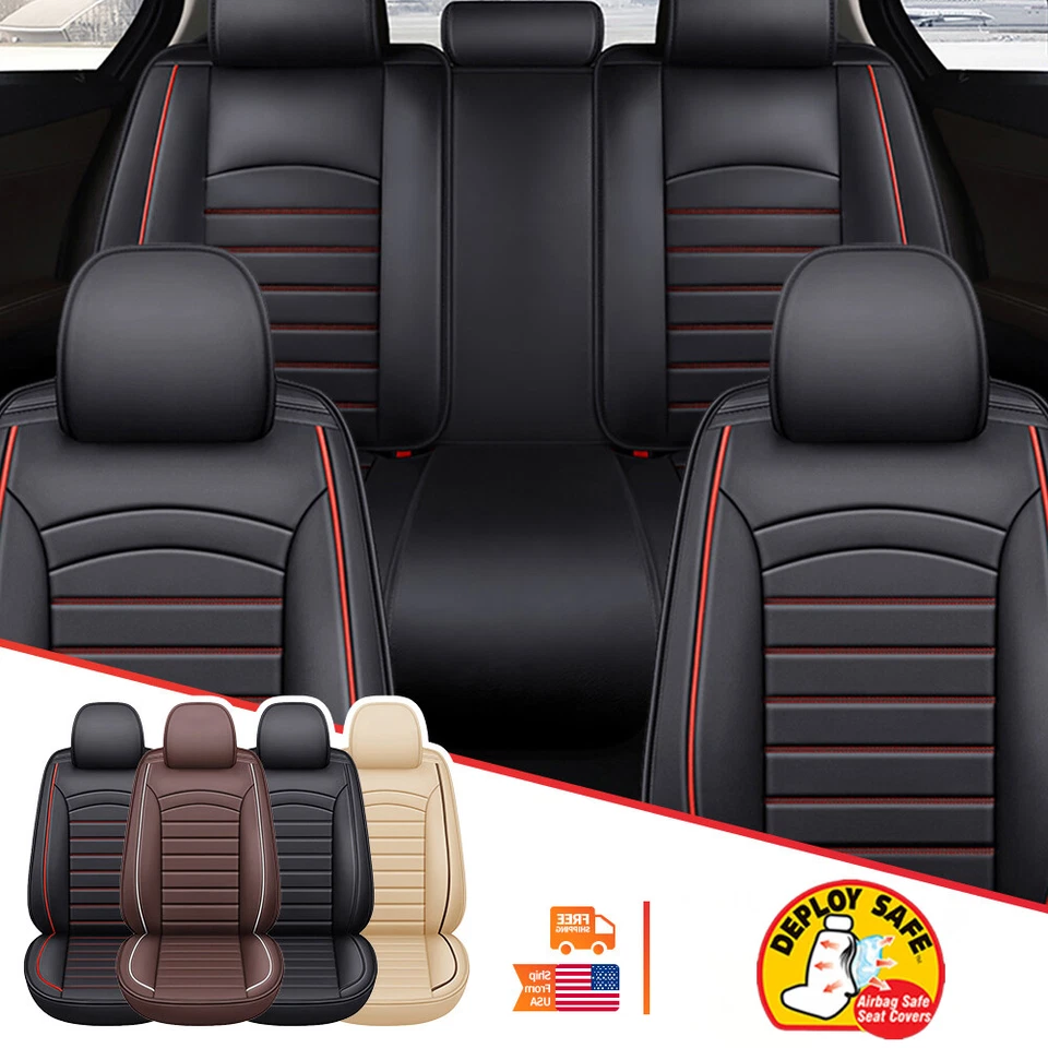 For Toyota Camry Car Seat Covers Full Set Leather 5-Seats Front Rear Protectors - Изображение 1 из 4