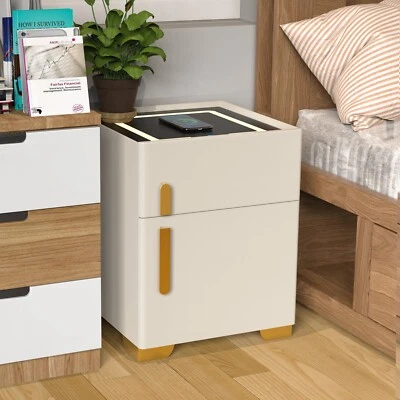 Multifuntional Modern End Side Table with Charging Station and Safety BOX+Ligh - Image 1 of 4