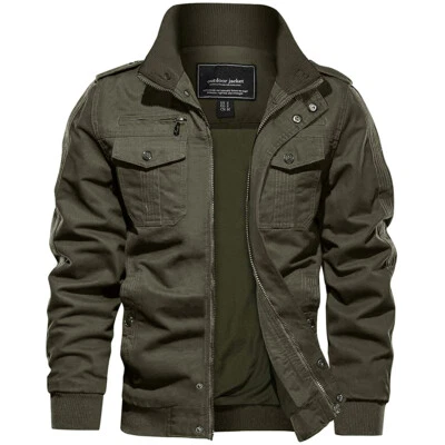 Men's Training Atheletic Bomber Jacket Cargo Sturdy Casual Cotton Work Coats - Image 1 of 4