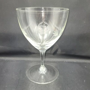 Calice grande ciotola vetro trasparente inciso acqua vino vintage - Foto 1 di 5