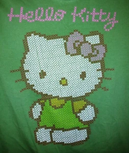 Retro Sanrio Hello Kitty Green Graphic TShirt Size Small Size Tag Missing NOTES - Picture 1 of 6